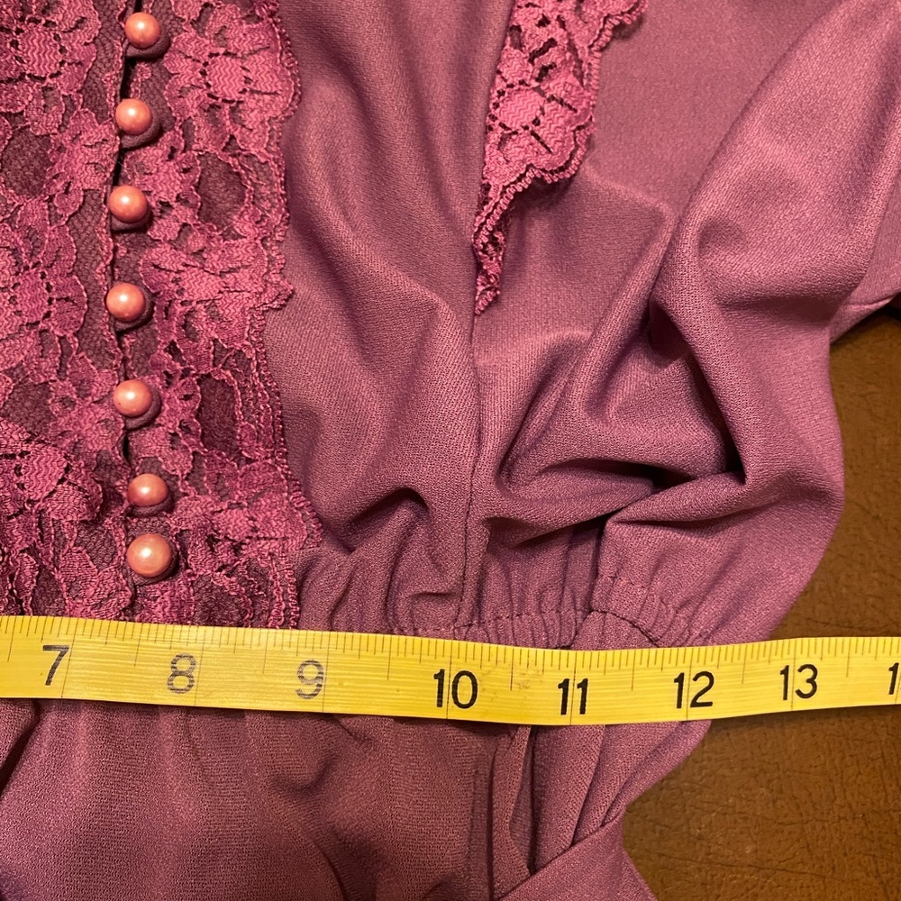 Vintage Plum Lace-Trim Midi Dress - Picture 10 of 11